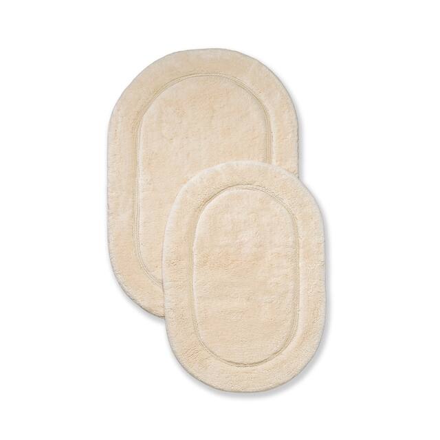 Miranda Haus Cotton Non-slip Oval 2-piece Bath Rug Set - Ivory