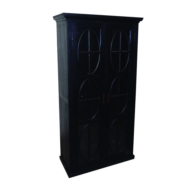 Shop Black Tall Cabinet With Glass Doors Free Shipping Today