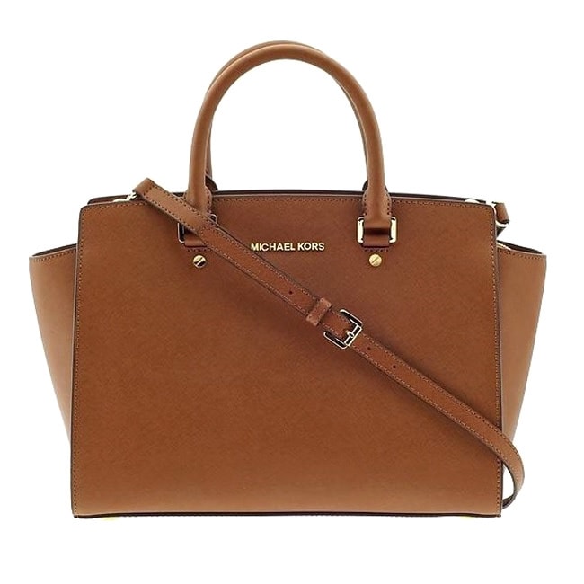 michael kors leigh large brown satchels