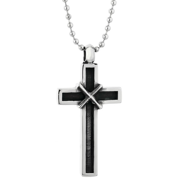 Shop Stainless Steel Antiqued Cross Pendant - On Sale - Free Shipping ...