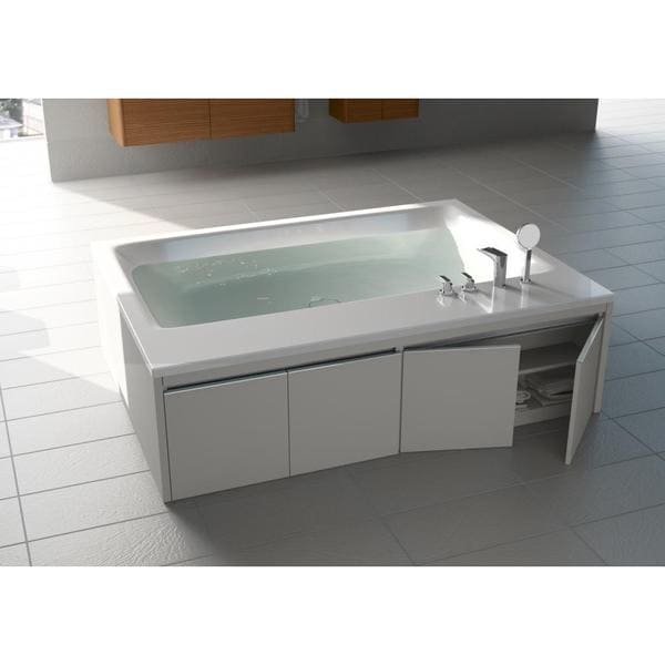 Aquatica White Pool Duo Wht Freestanding Acrylic Tub Wood Panel Frame