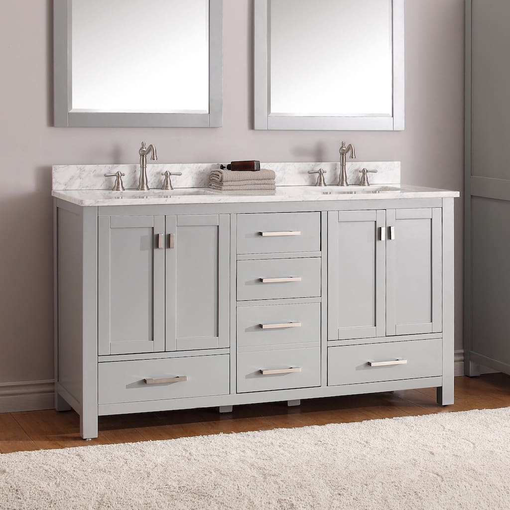 Avanity Modero 61-inch Double Vanity Combo in Chilled Gray with Top and Sink