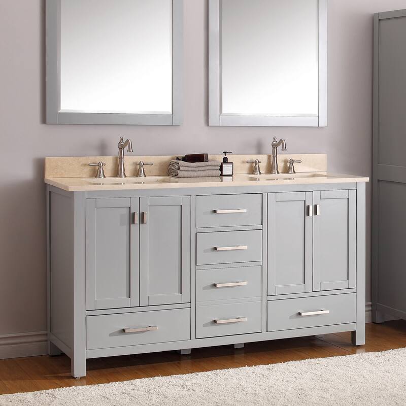Avanity Modero 61-inch Double Vanity Combo in Chilled Gray with Top and Sink