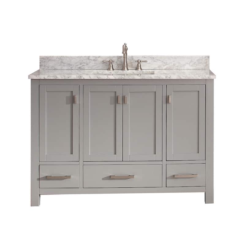 Avanity Modero 49-inch Vanity Combo in Chilled Grey with Top and Sink - Carrara White Marble Top
