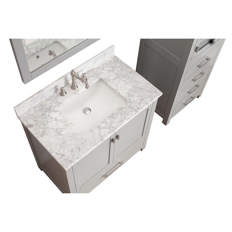 Avanity Modero 37-inch Vanity Combo in Chilled Gray with Top and Sink