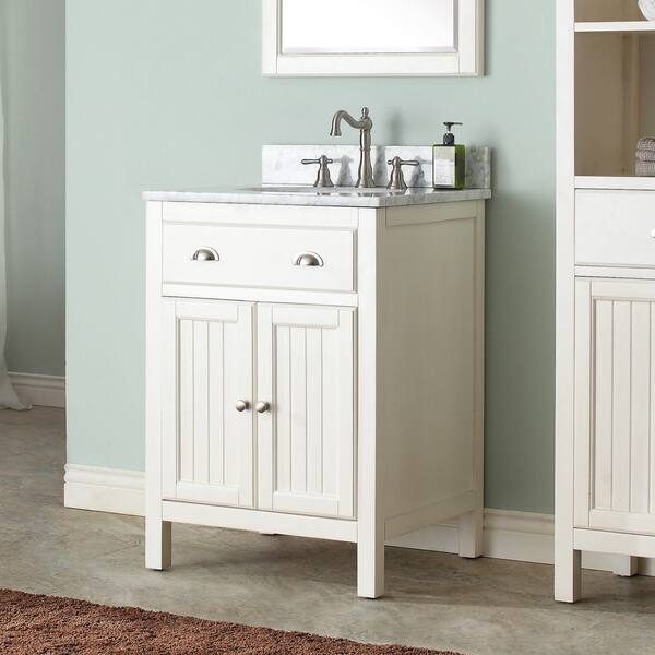 Shop Avanity Hamilton French White 24 Inch Vanity Combo With Top And Sink Overstock 9378840