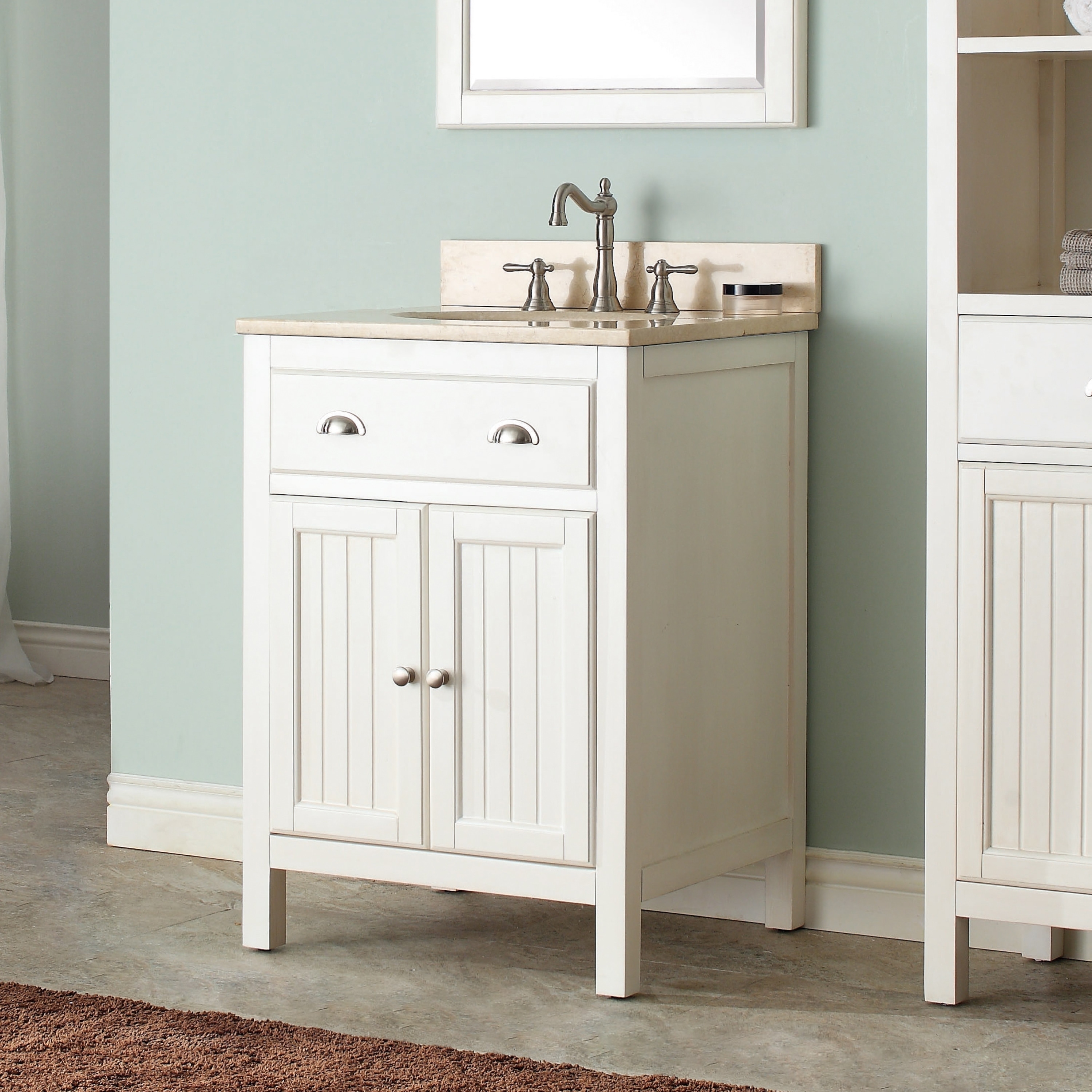 Avanity Hamilton French White 24 Inch Vanity Combo With Top And Sink Overstock 9378840 Carrara White Marble