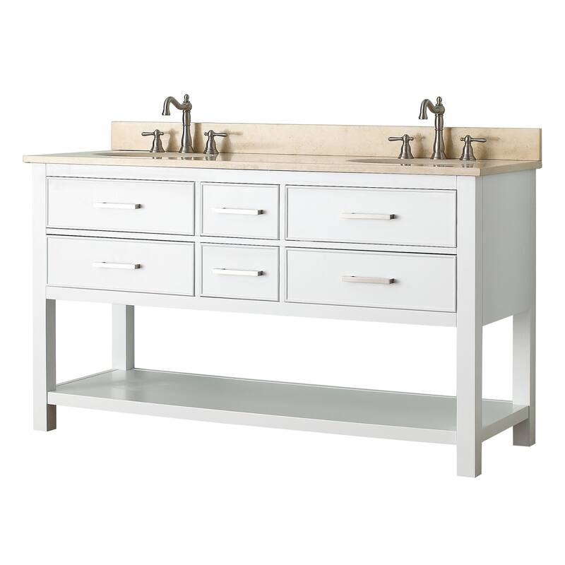 Avanity Brooks 61-inch White Vanity Combo with Top and Sink