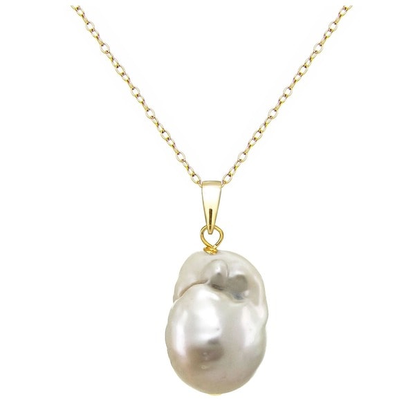 Shop DaVonna 18k Gold over Silver 12-17mm Baroque Freshwater Pearl 18 ...