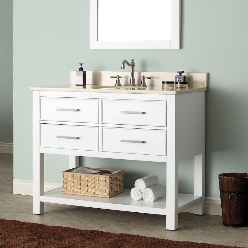 Avanity Brooks White 43-inch Vanity Combo with Top and Sink