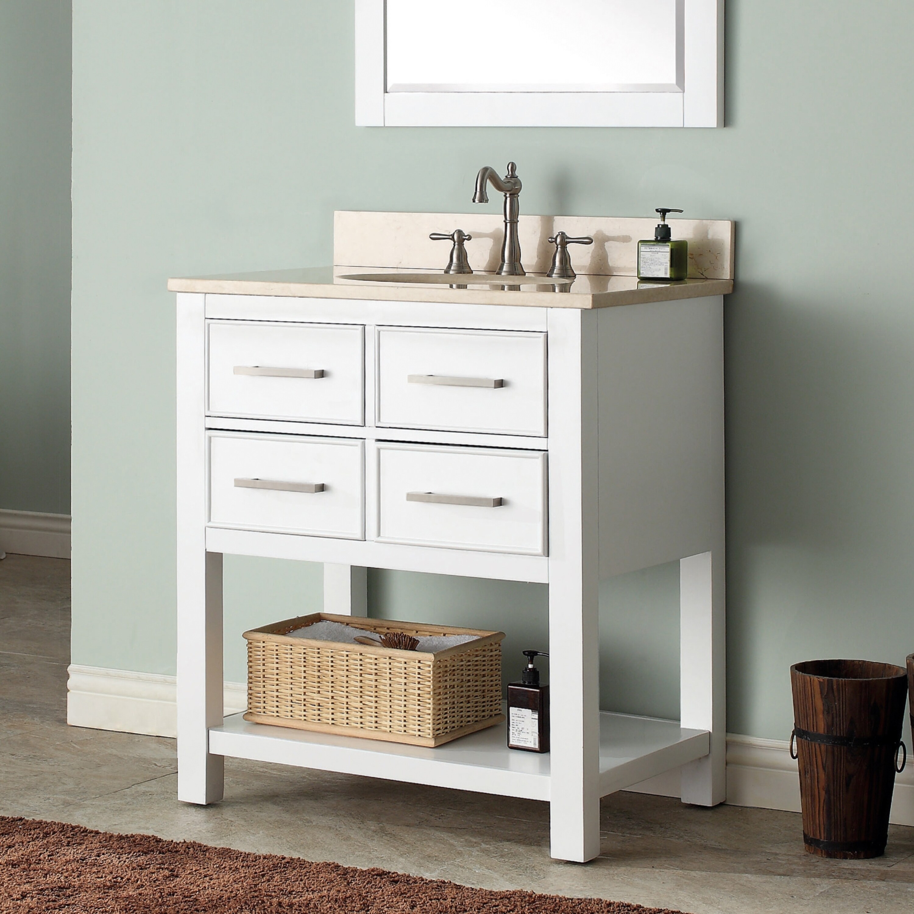 Avanity Brooks 31 Inch White Vanity Combo With Top And Sink Overstock 9378946 Carrara White Marble