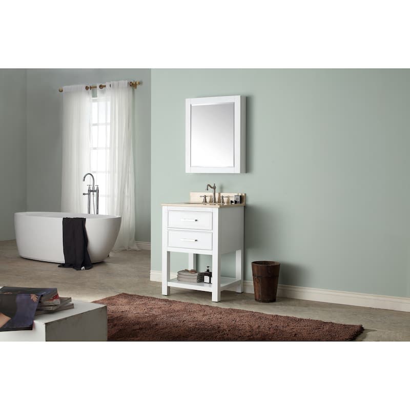 Avanity Brooks White 25-inch Vanity Combo with Top and Sink