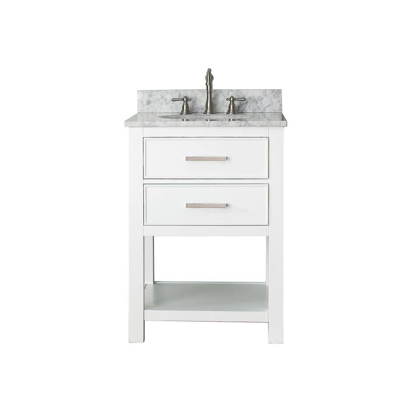 Avanity Brooks White 25-inch Vanity Combo with Top and Sink - Carrara White Marble