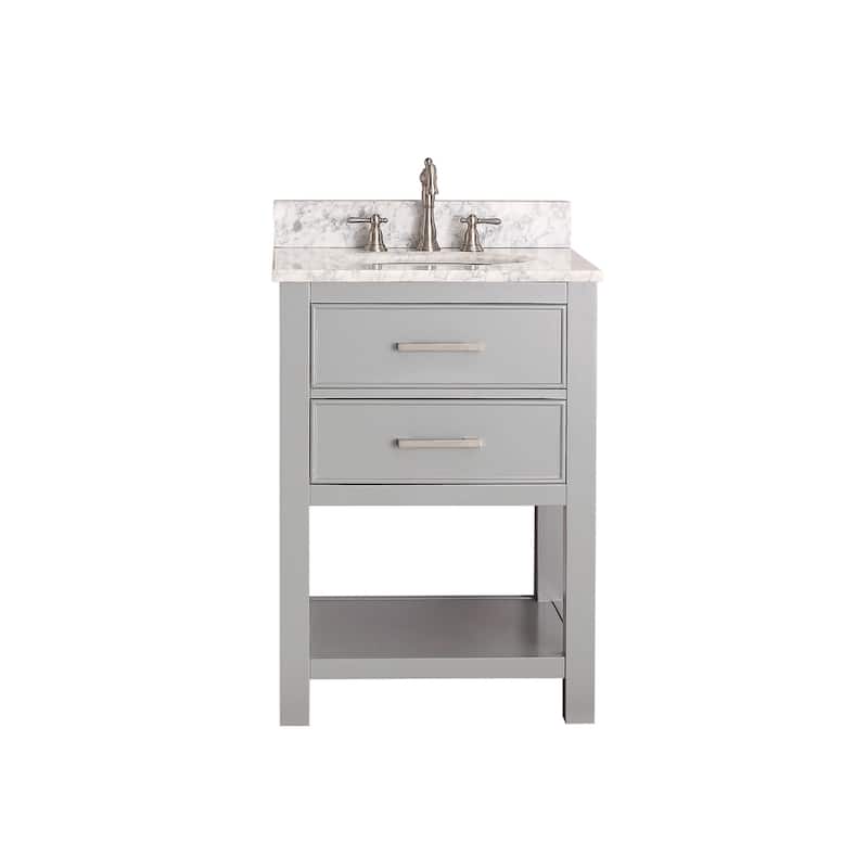 Avanity Brooks 25-inch Chilled Gray Vanity Combo with Top and Sink - Carrara White Marble