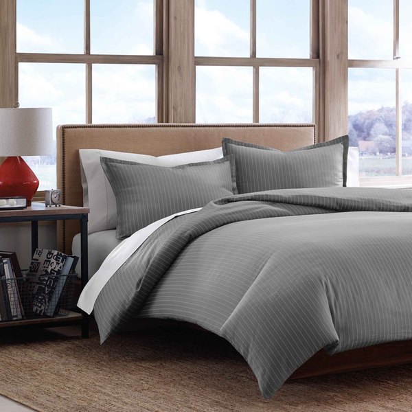 Ed Bauer Pinstripe Cotton Sateen 3 Piece Duvet Cover Set Free Ed Bauer Pinstripe Cotton Sateen 3 Piece Duvet Cover Set