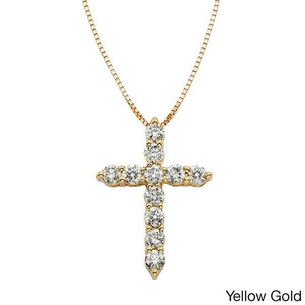 Shop Sofia 14k Gold 1/2ct TDW IGL Certified Diamond Cross Necklace ...