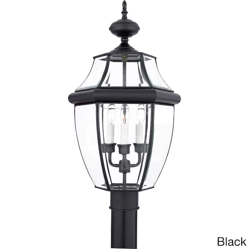 Quoizel Newbury 3-Light Solid Brass Outdoor Post Lantern Head - Mystic Black