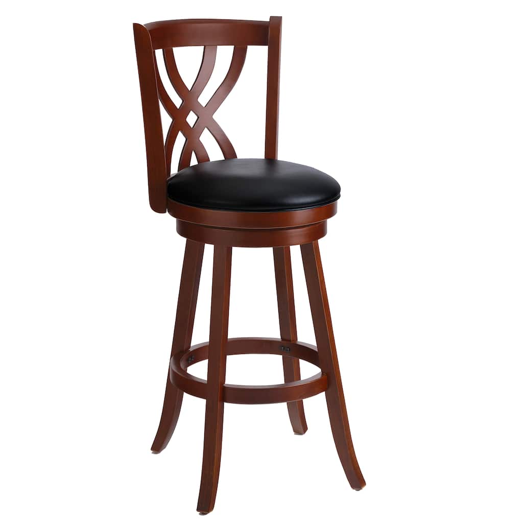 Casa Cortes Mahogany Solid Wood Swivel Bar Stool