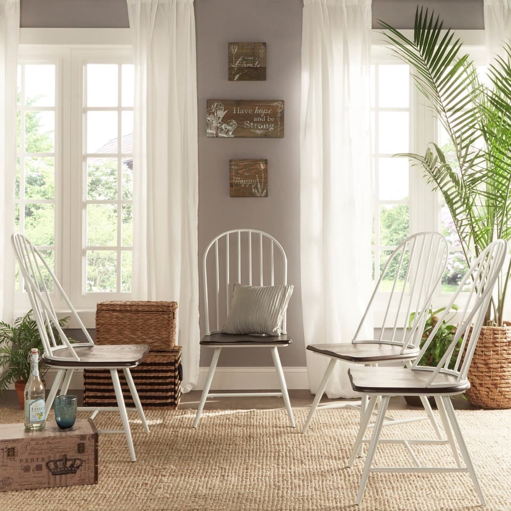 Belita Two-Tone Metal and Wood Spindle Back Dining Chairs (Set of 4) by iNSPIRE Q Modern