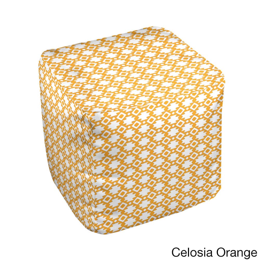 18 x 18 -inch Two-tone Micro Geometric Print Decorative Pouf