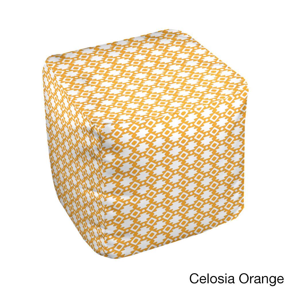 18 x 18 -inch Two-tone Micro Geometric Print Decorative Pouf