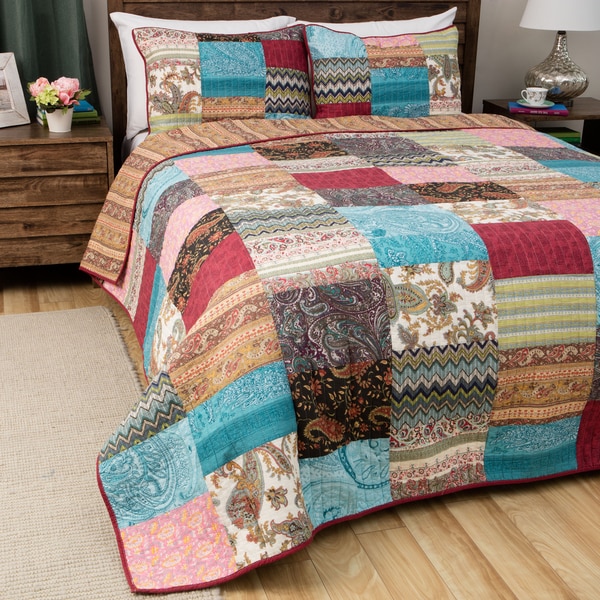 Greenland Home Fashions New Bohemian Cotton Patchwork Quilt Set ...