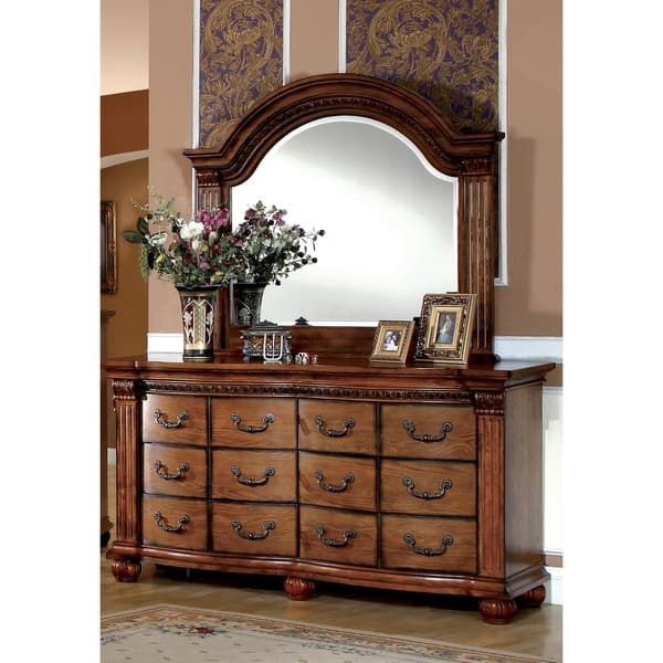 Shop Furniture Of America Sern Oak 2 Piece Dresser And Mirror Set
