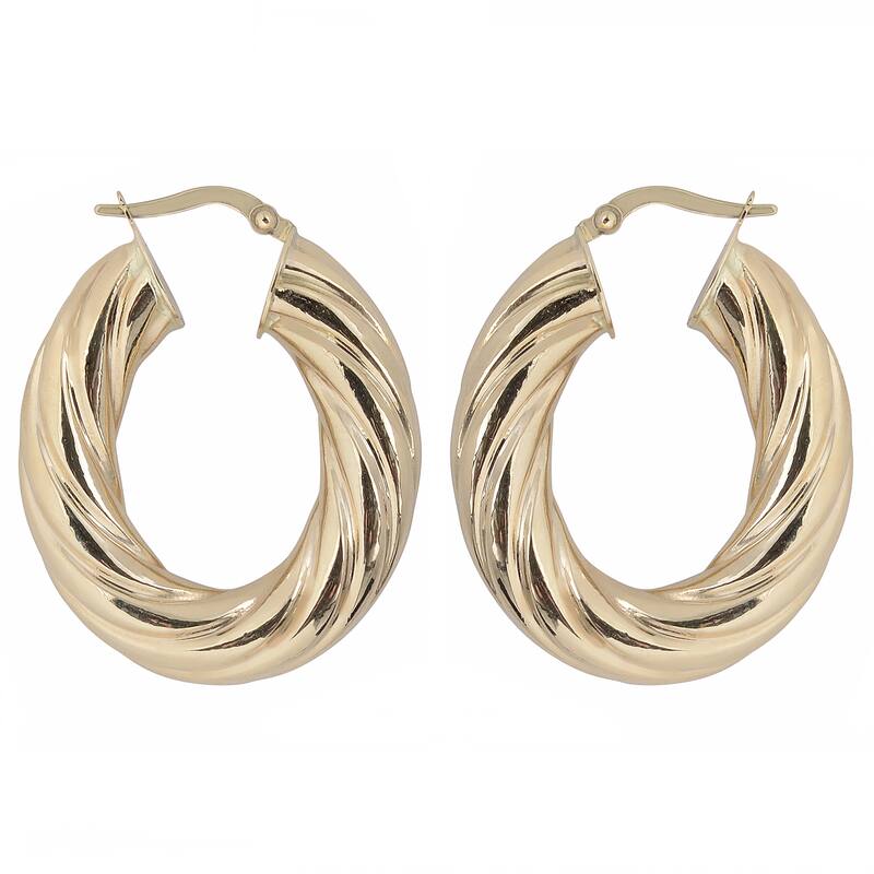 Fremada 10k Yellow Gold Swirl Oval Hoop Earrings