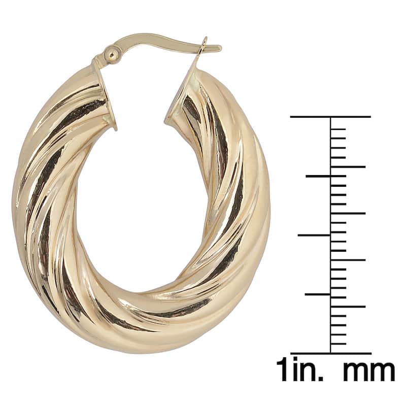 Fremada 10k Yellow Gold Swirl Oval Hoop Earrings