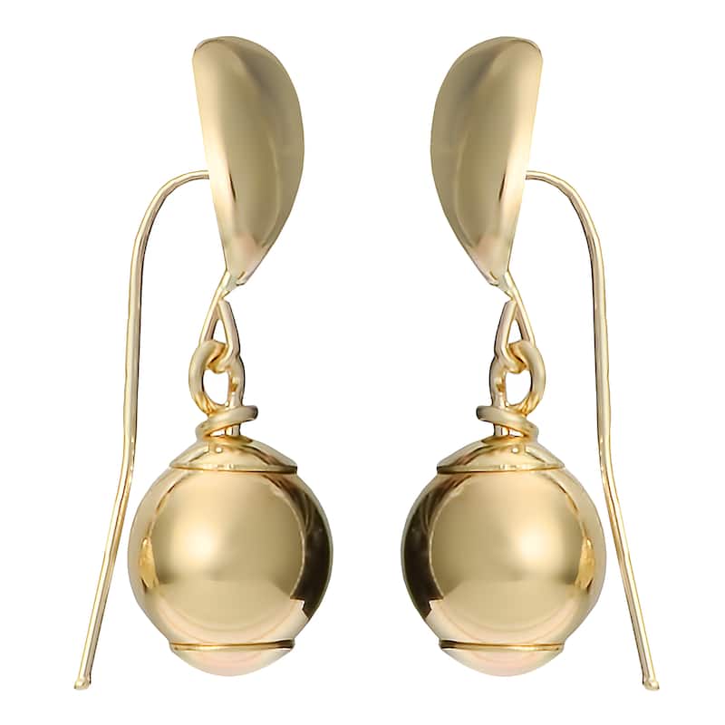 Fremada 10k Yellow Gold High Polish Teardrop and Ball Drop Earrings