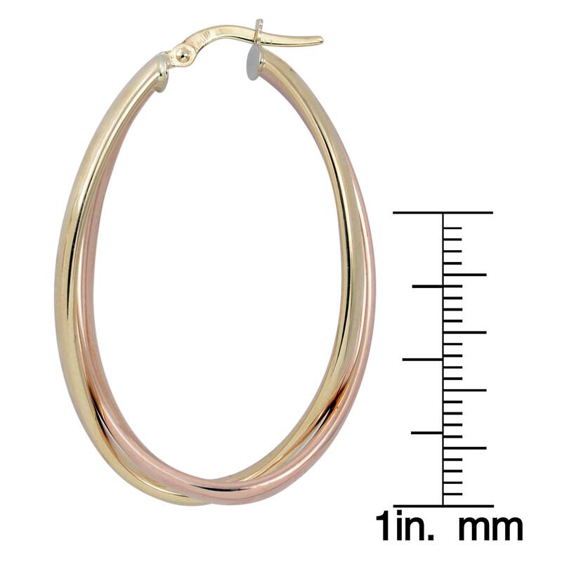 Fremada 10k Two-tone Gold High Polish Overlapping Double Oval Hoop Earrings