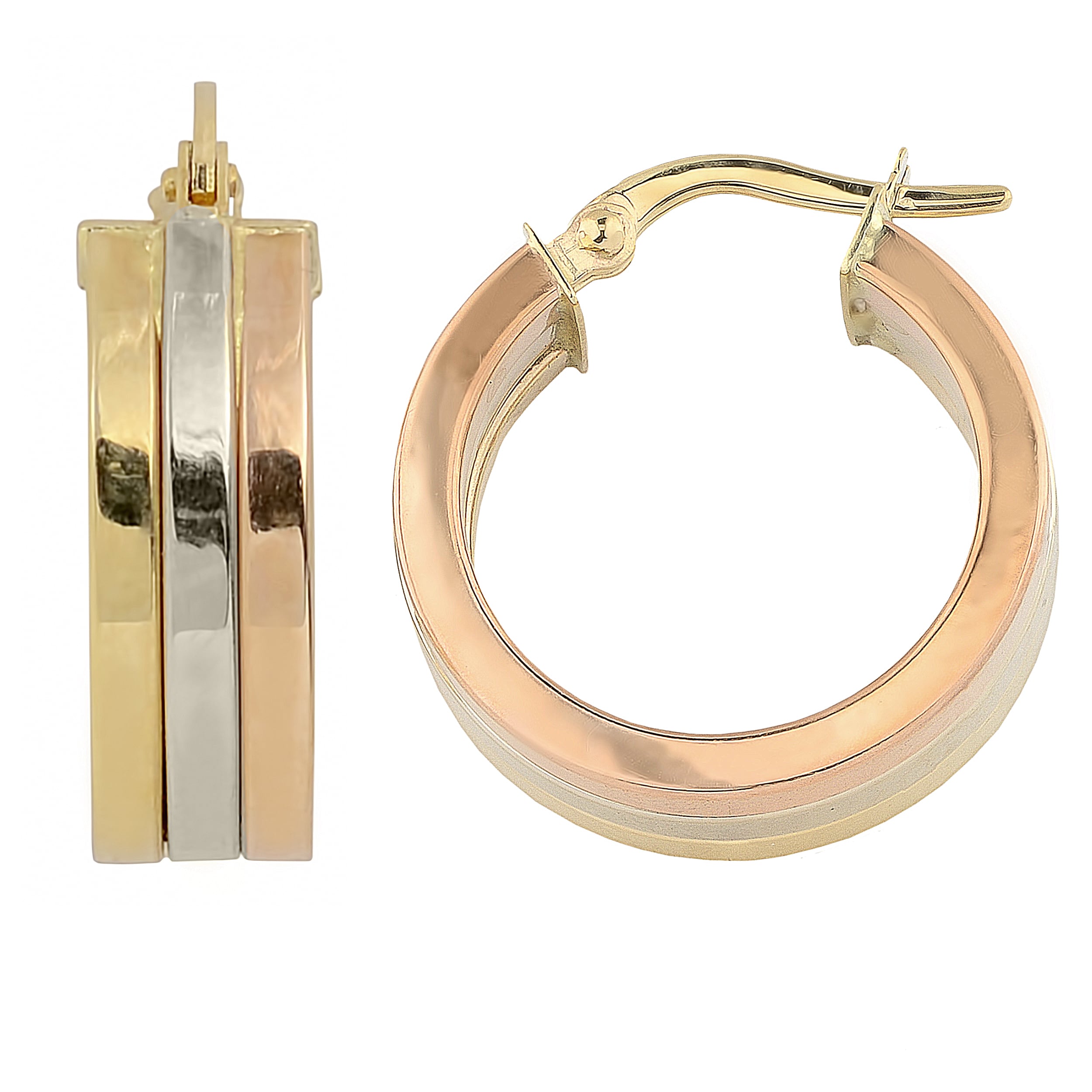 Au Naturale 10k Tri-color Gold 6x15-mm Triple Hoop Earrings
