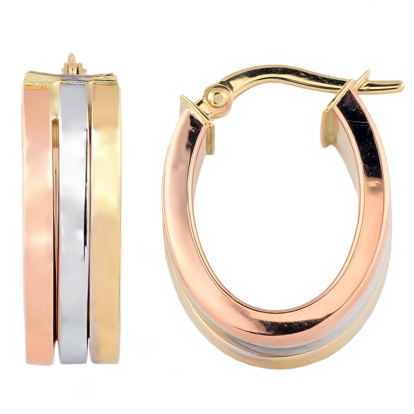 Fremada 10k Tri Color Gold Triple Oval Hoop Earrings On Fremada 10k Tri Color Gold Triple Oval Hoop Earrings