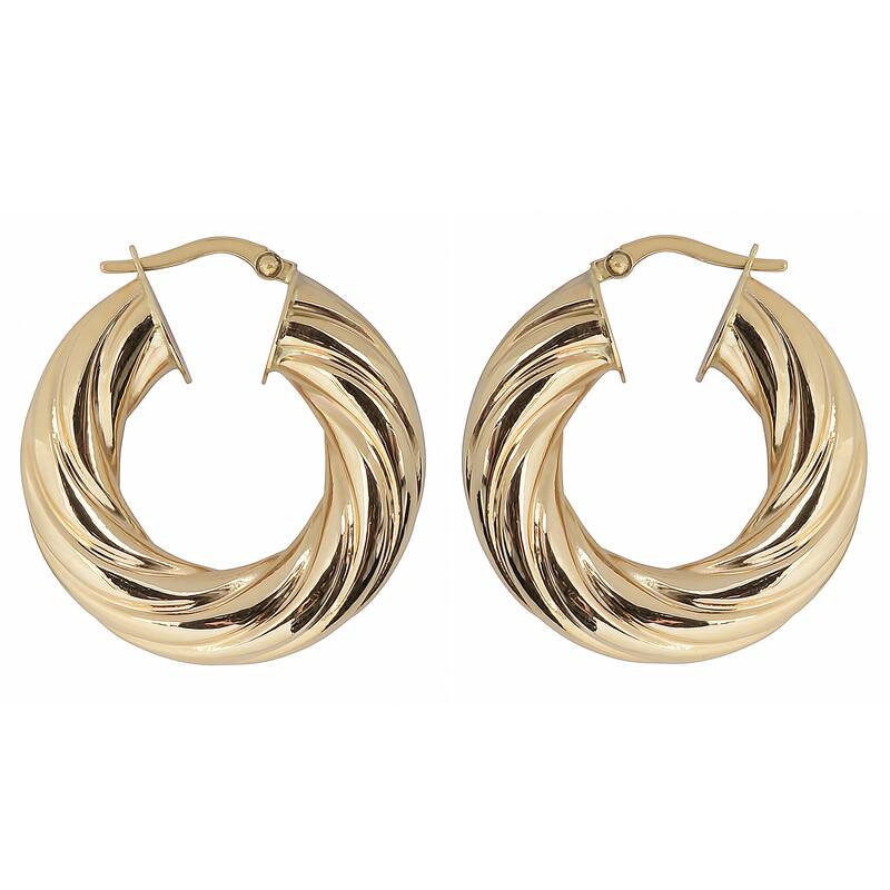 Fremada 10k Yellow Gold 7x15-mm Swirl Round Hoop Earrings