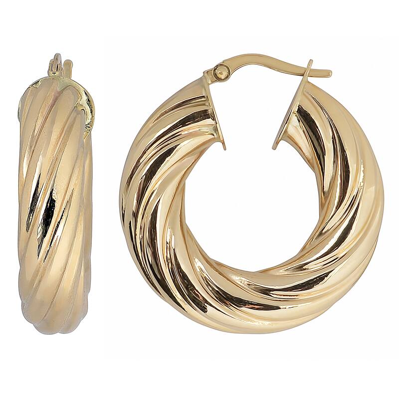 Fremada 10k Yellow Gold 7x15-mm Swirl Round Hoop Earrings