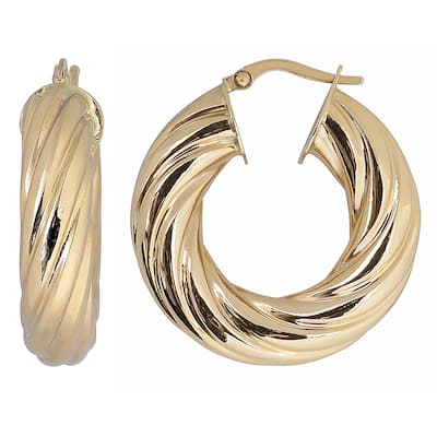 Fremada 10k Yellow Gold 7x15-mm Swirl Round Hoop Earrings