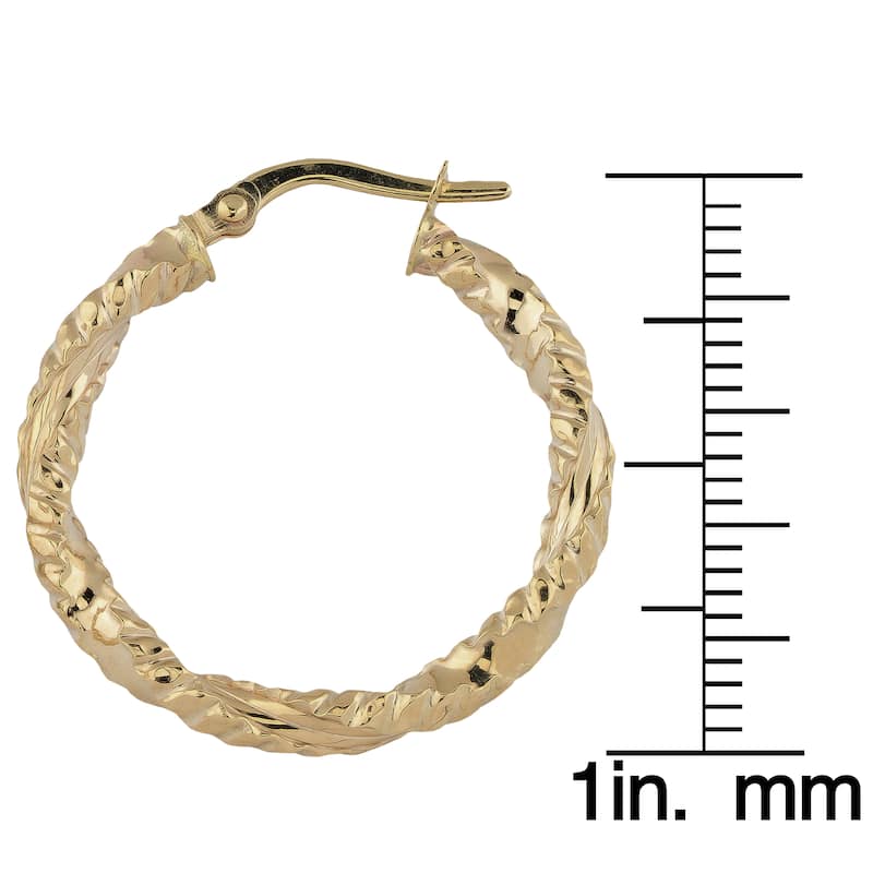 Fremada 10k Yellow Gold Texture Finish Hoop Earrings