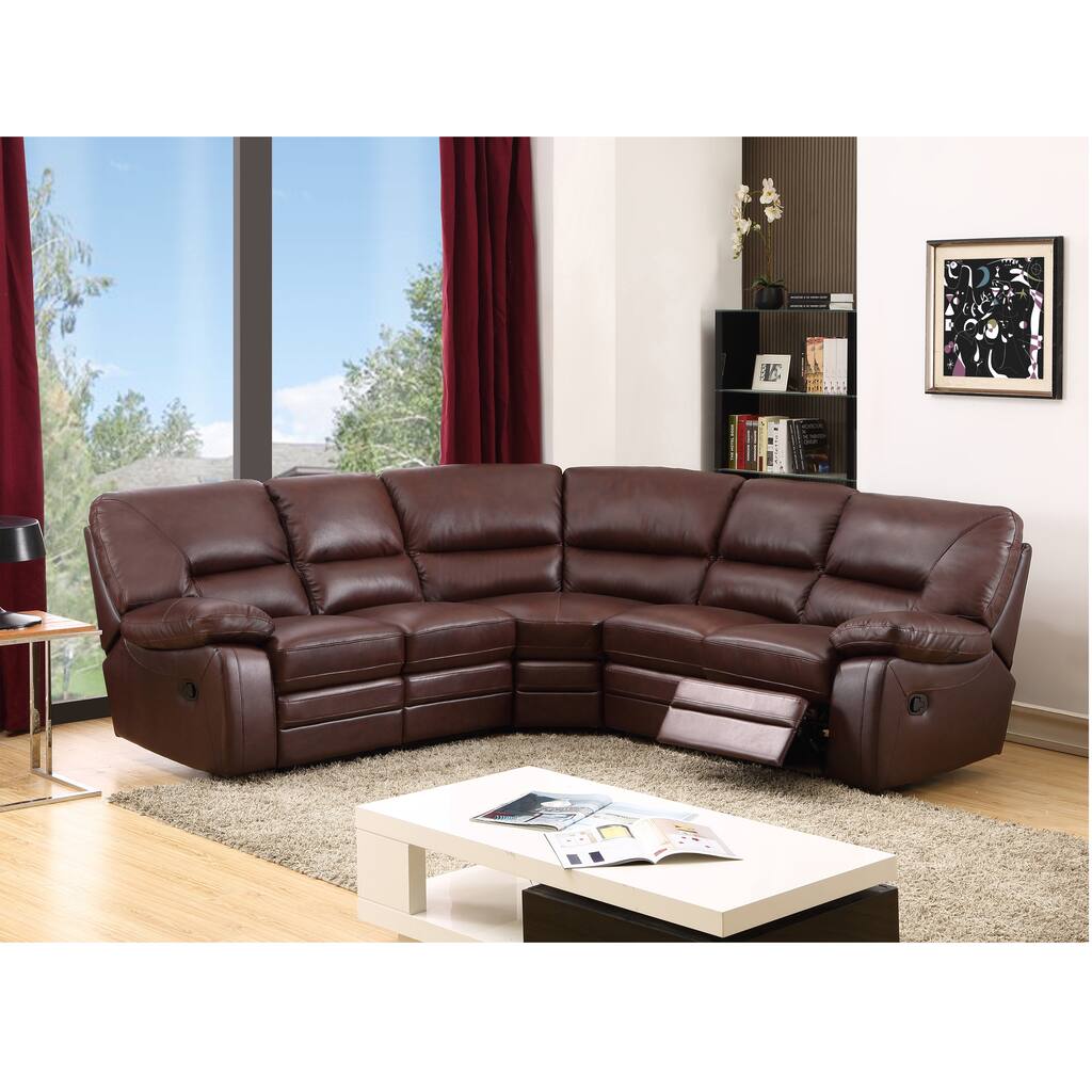 Atlas Brown Top Grain Leather Reclining Sectional Sofa