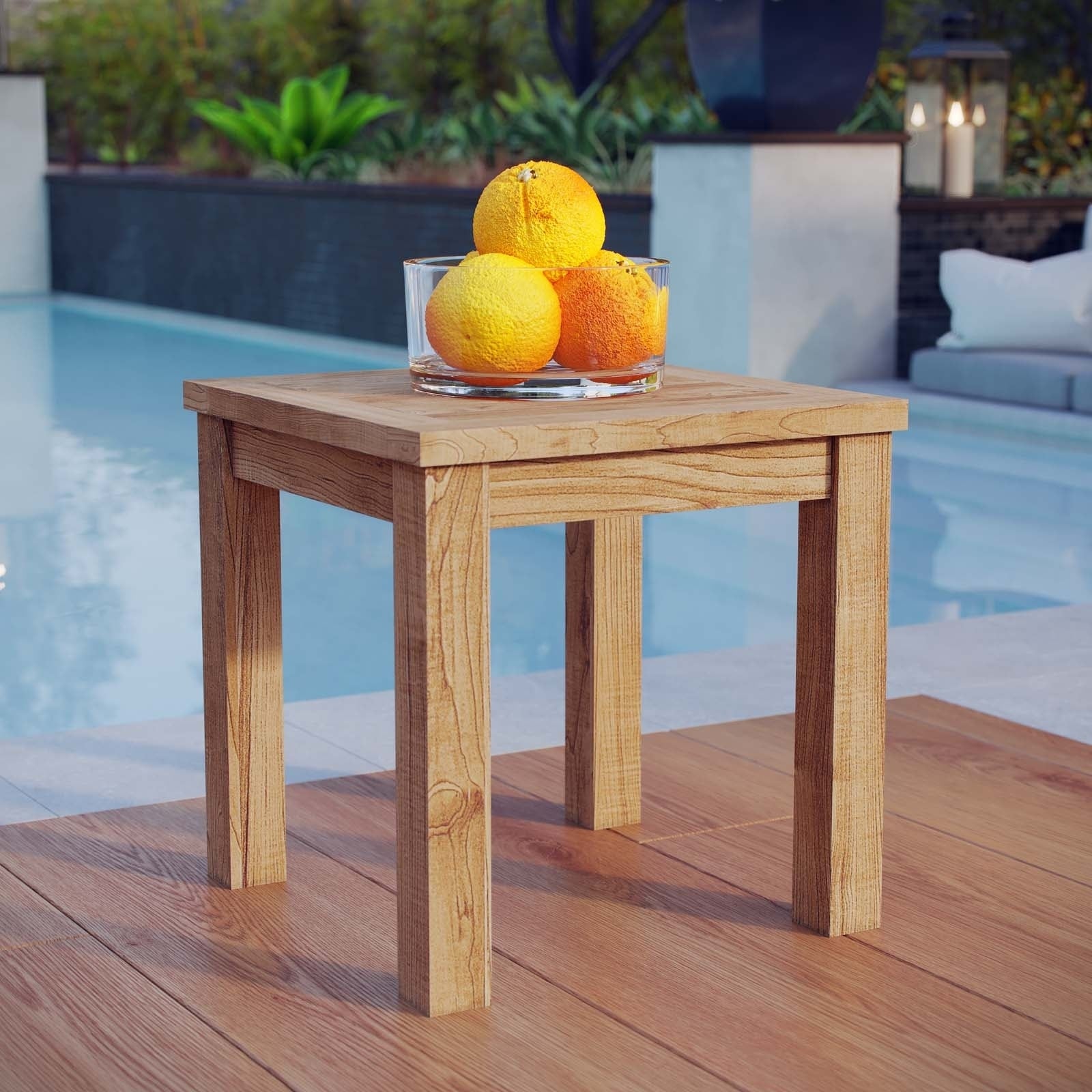 Shop Pier Outdoor Patio Natural Teak Wood Small Side Table - Free ...