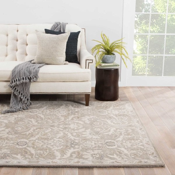 Copper Grove Shawnigan Handmade Damask Grey area Rug - 9' x 12'