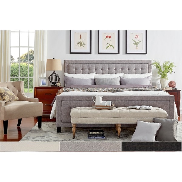 Bellevista Square Button-tufted Upholstered Queen Bed With Footboard By ...