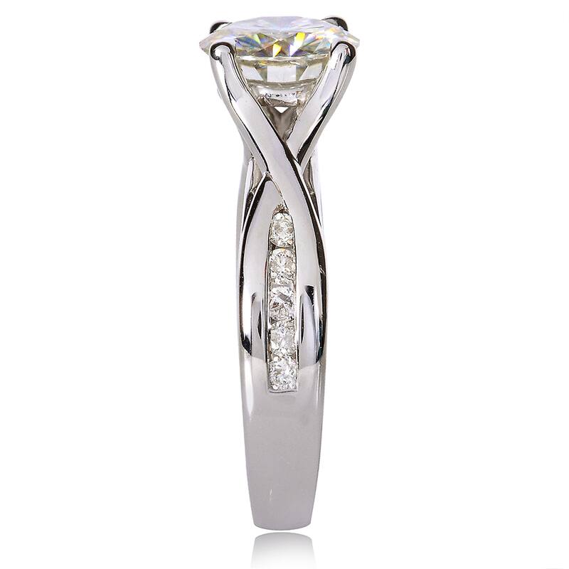 Annello by Kobelli 14k White Gold 1 3/4ct TGW Round-cut Moissanite and Channel-set Diamond 3-piece Bridal Rings Set