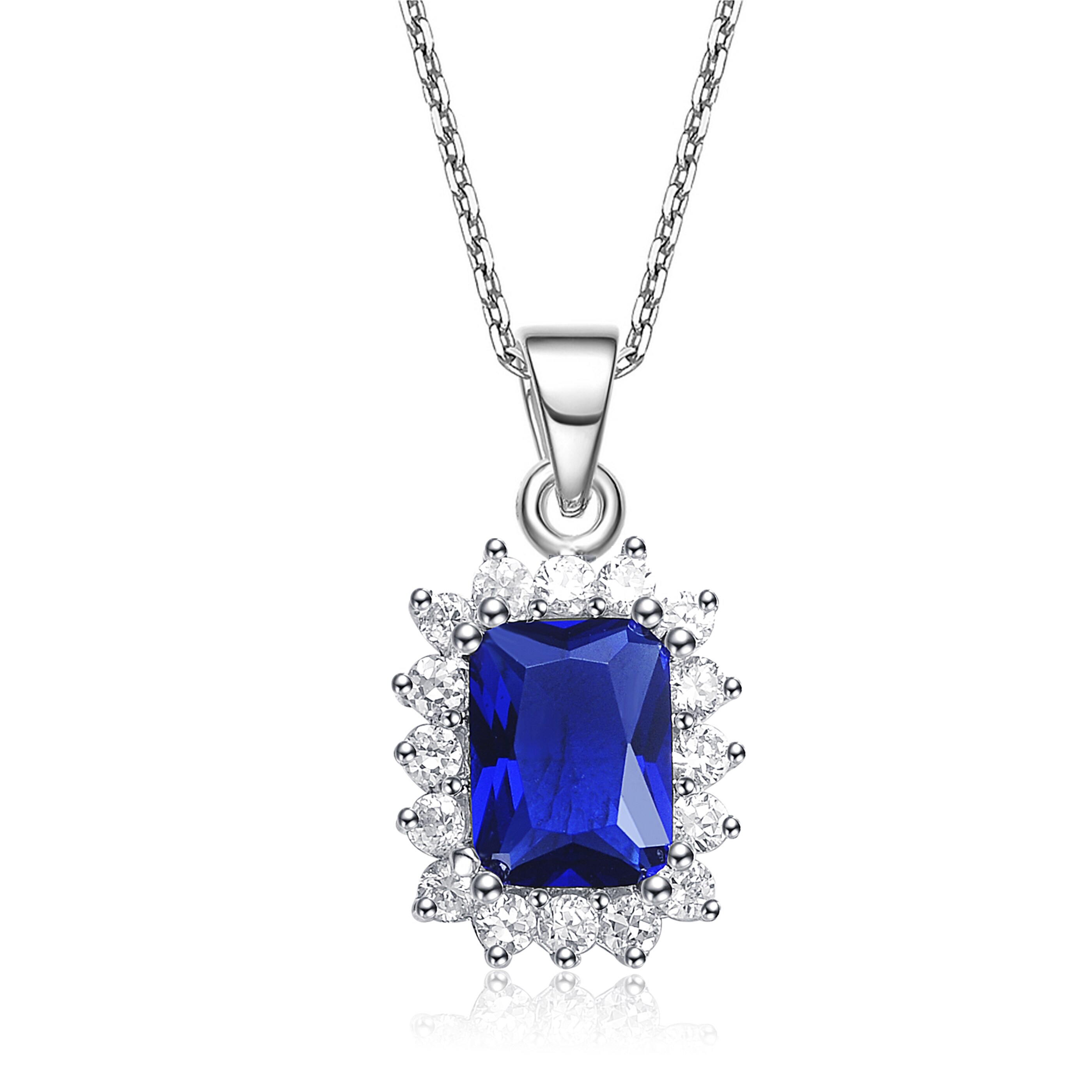 Shop Collette Z Sterling Silver Blue and White Cubic Zirconia Square ...