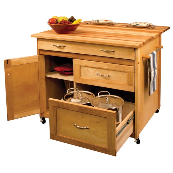 Deep Drawer Hardwood Kitchen Island Overstock 9392423