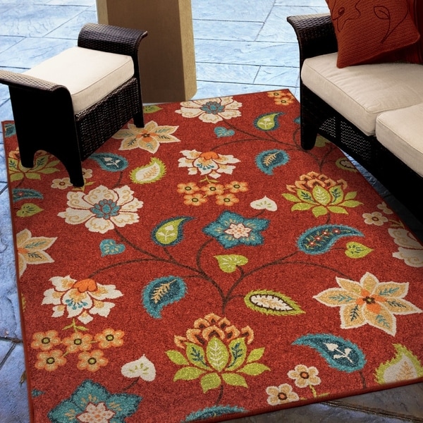 Carolina Weavers Indoor/Outdoor Santa Barbara Collection Virgin Island Red Area Rug - 7'8 x 10'10