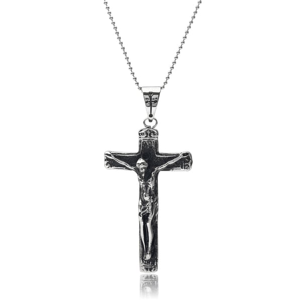 Vance Co. Mens Oxidized Stainless Steel Cross Pendant   16583333