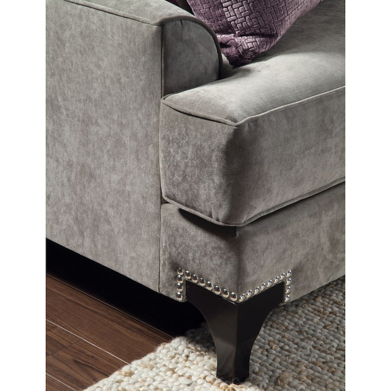 Gisc Contemporary Velvet Upholstered Sloped Arm Sofa by Furniture of America