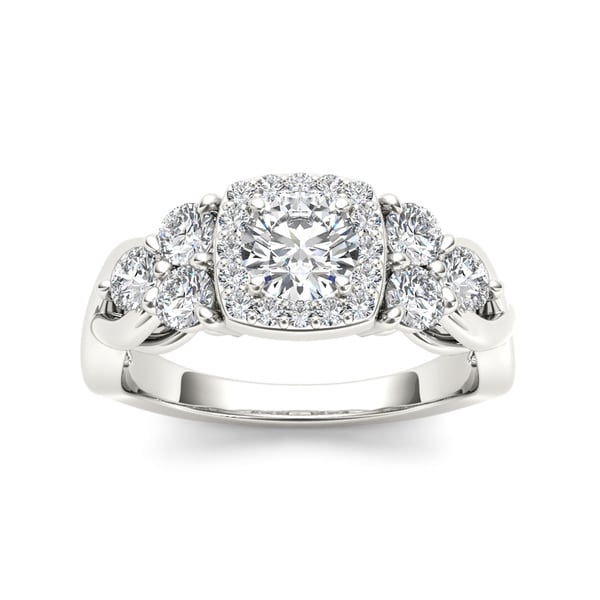 De Couer 14k White Gold 1 1/2ct TDW Diamond Halo Engagement Ring