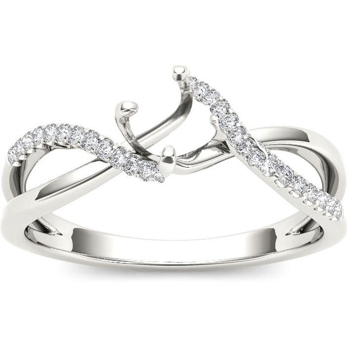 10K White Gold Cushion Cut Semi Mount Setting Diamond Ring Engagement Wedding