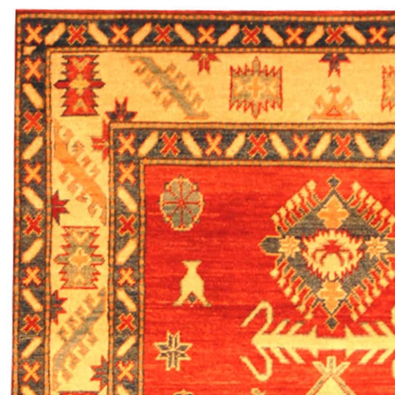 Handmade One-of-a-Kind Kazak Wool Rug (Afghanistan) - 4'5 x 6'2